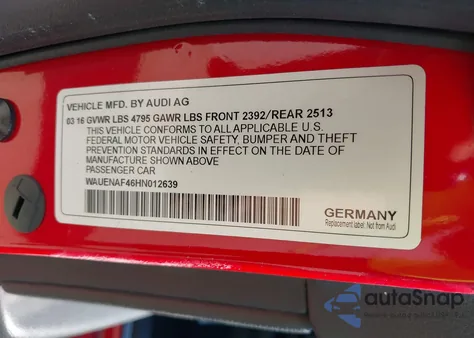 2017 Audi A4 2.0T Premium из США, поврежденный, VIN WAUENAF46HN012639